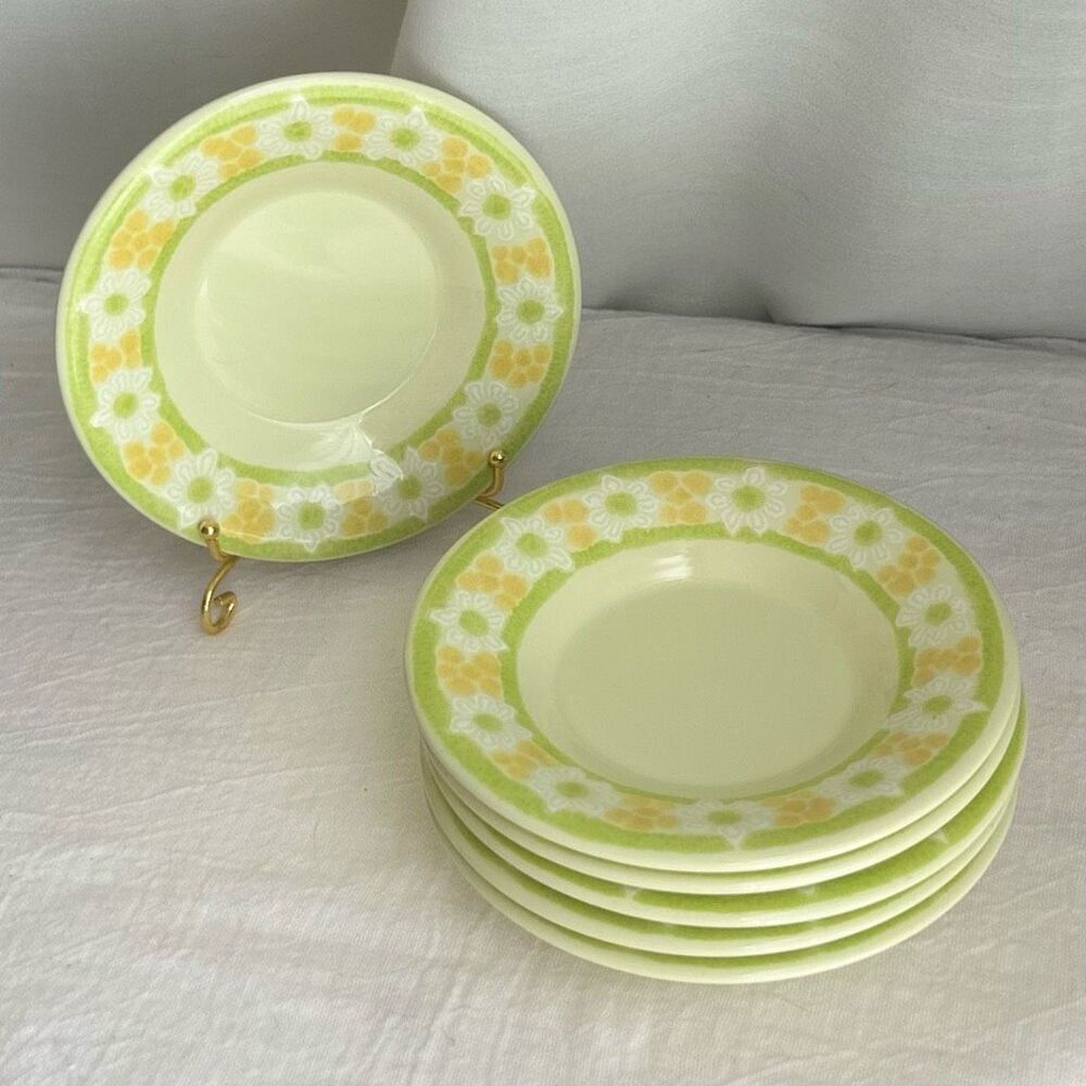 Franciscan Picnic Daisy 70s Vintage Set of 6 Saucers